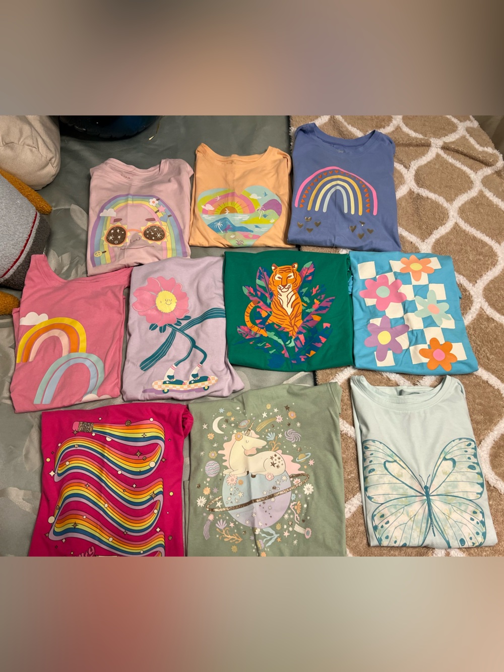 Bundle of 11 Cat & Jack Girls XL 14 Graphic Tees fun designs